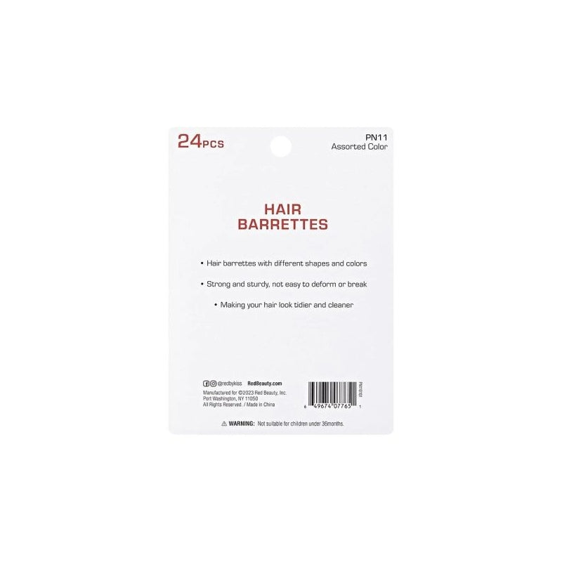 RED BEAUTY by KISS 24pc pack of assorted kids daisy hair barrettes on white product card packaging