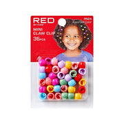 RED BEAUTY by KISS kids mini claw clip set 36 colorful bead style hair clips in assorted colors packaged