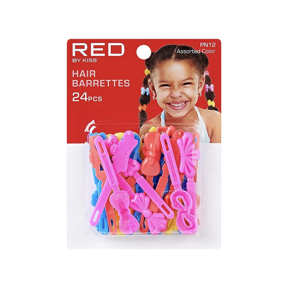 RED by KISS colorful assorted 24 pack kids ribbon hair barrettes with bow and butterfly shapes