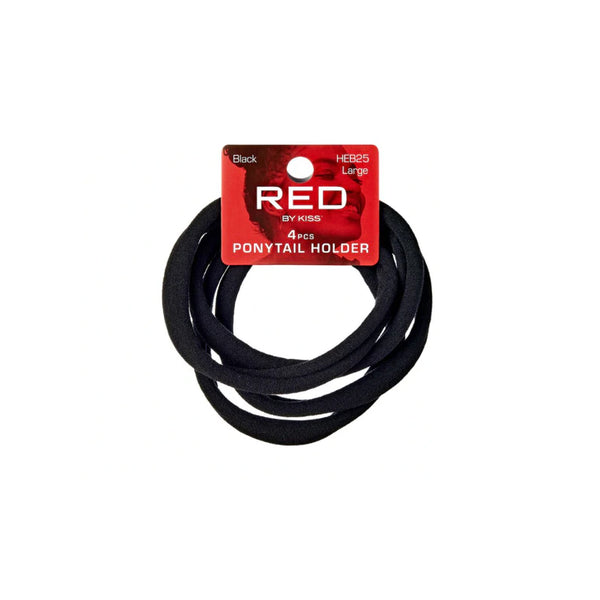 RED BEAUTY by KISS large black ponytail holders pack of 4 for secure hair styling