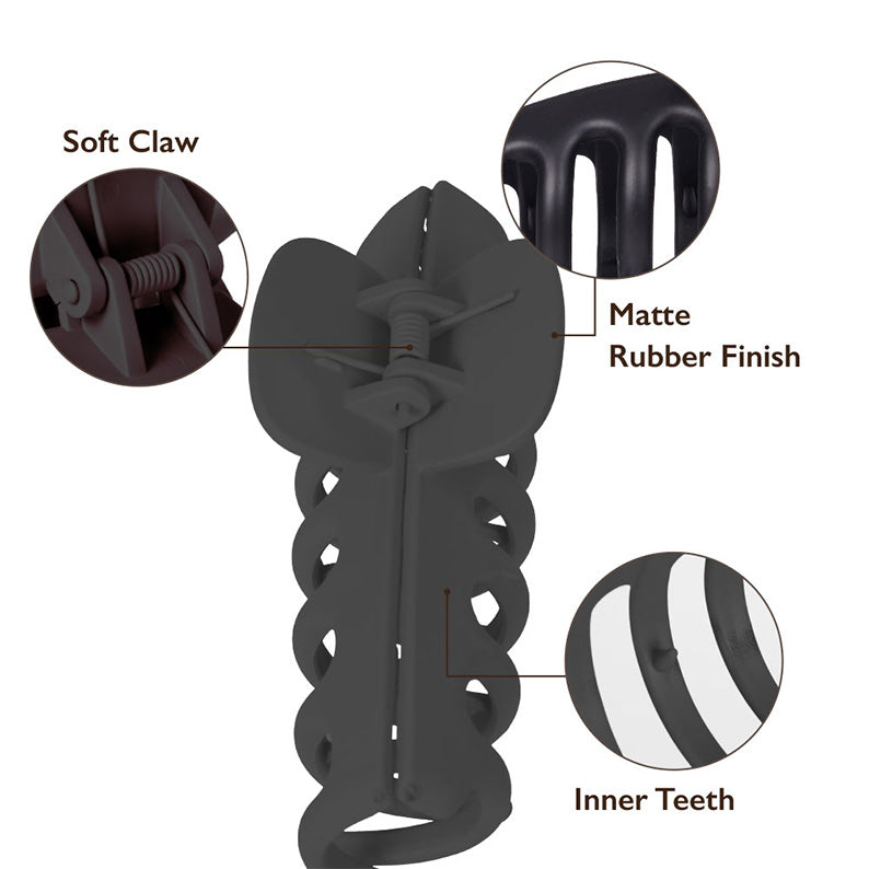 large matte black butterfly hair clip RED BEAUTY by KISS with matte rubber finish soft claw and inner teeth detail