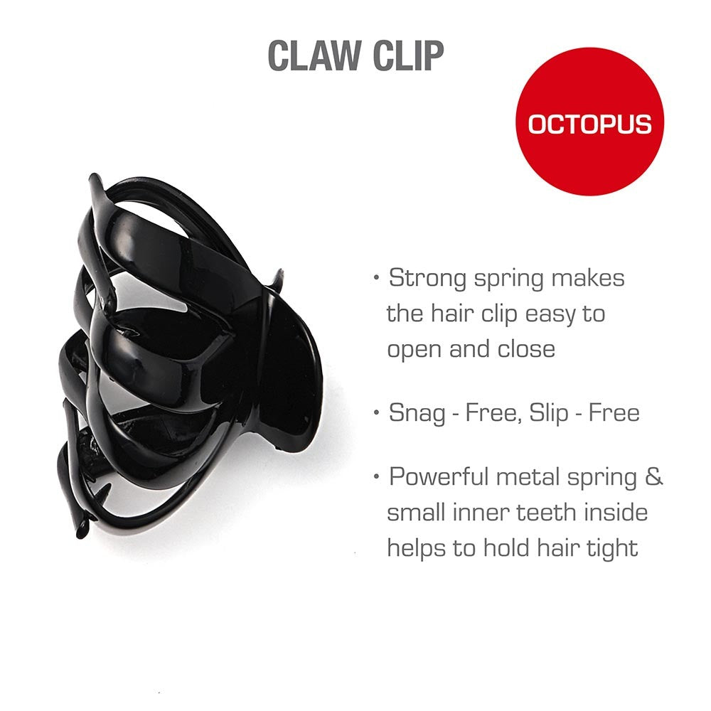 RED BEAUTY by KISS black octopus hair claw clip with strong spring and inner teeth for secure hold