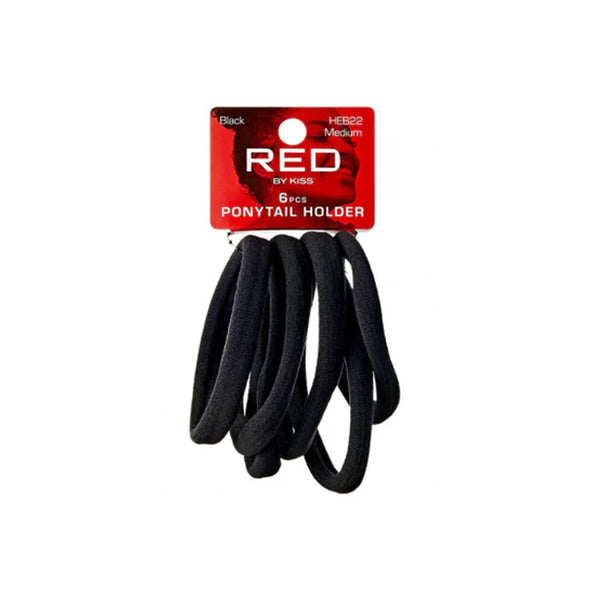 RED BEAUTY by KISS black medium ponytail holders 6 pieces hair accessories
