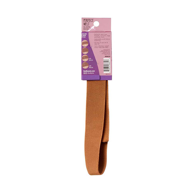 RED BEAUTY by KISS premium elastic wig band in tan with retail packaging for secure wig fit