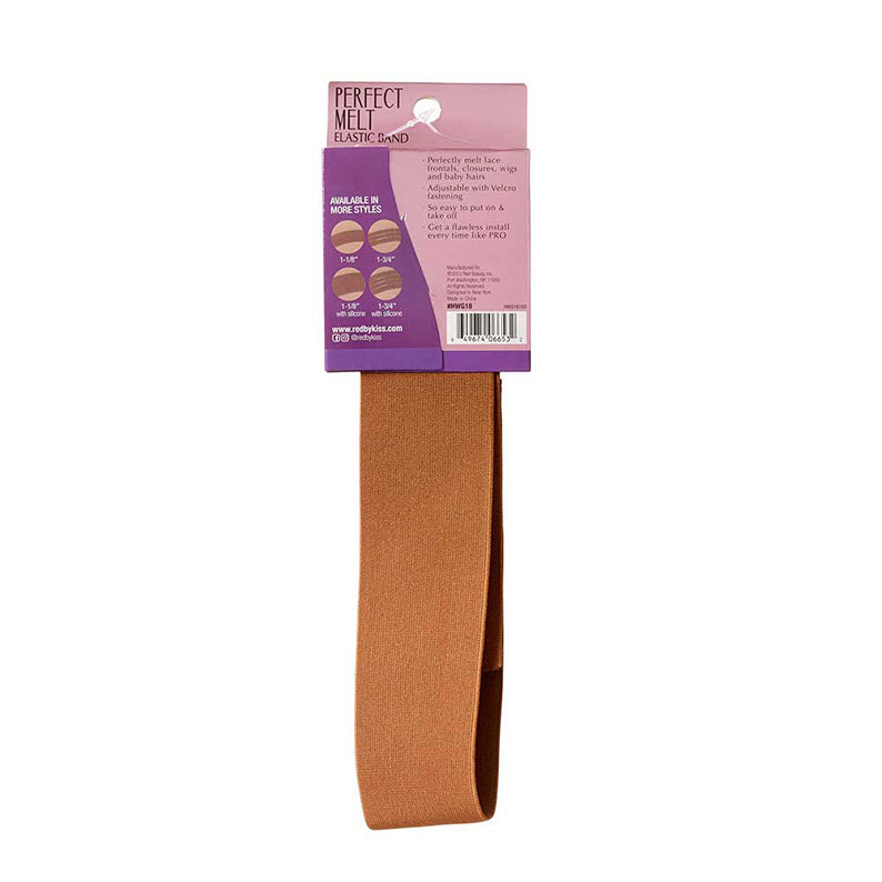 RED BEAUTY by KISS premium elastic wig band medium brown for secure comfortable wig hold and styling