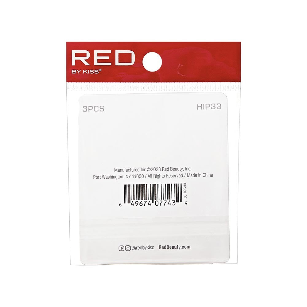 RED BEAUTY by KISS packaging of 3 rhinestone chain hair pins in clear plastic pouch with red header