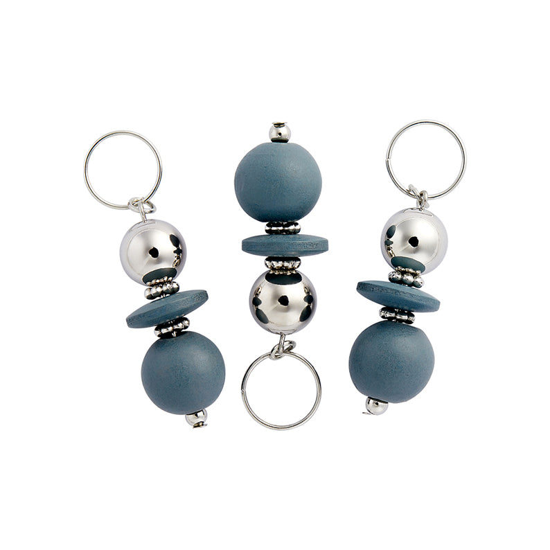 RED BEAUTY by KISS signature braid charms set of three silver and matte blue bead hair accessories with ring loops