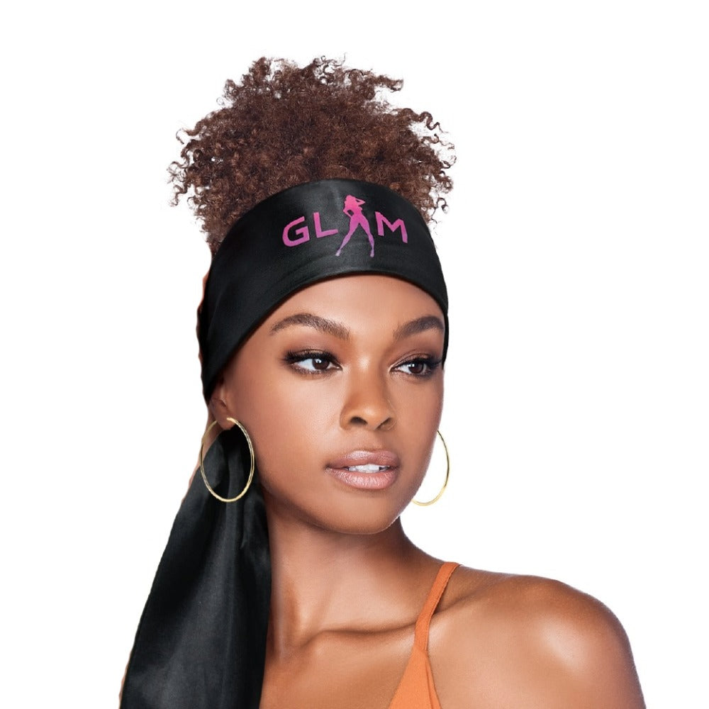 RED BEAUTY by KISS black GLAM headwrap protecting curls while sleeping silky satin edge scarf for styling