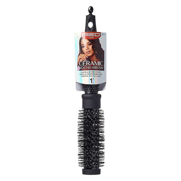 RED BEAUTY by KISS small thermal round brush ceramic barrel with vented design and nylon bristles for styling