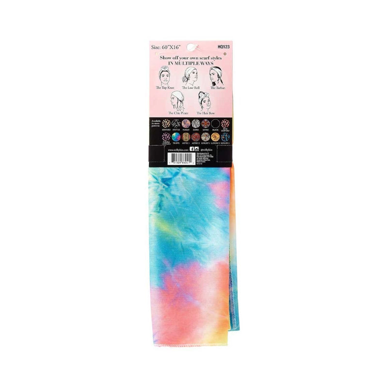 RED BEAUTY by KISS tie-dye satin wrap scarf pastel multicolor satin styling scarf with packaging
