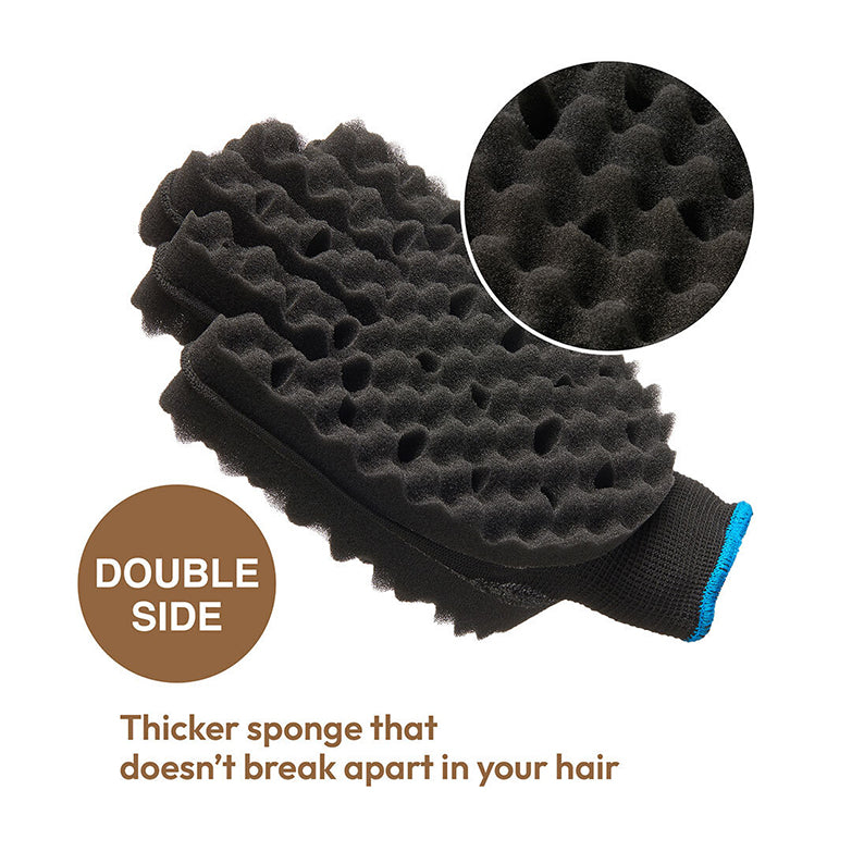 RED BEAUTY by KISS black double sided twist sponge glove for hair styling with textured foam