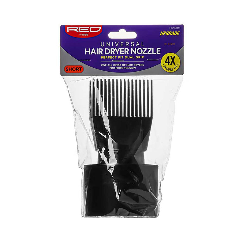 RED BEAUTY by KISS short black universal hair dryer nozzle comb attachment for styling and detangling