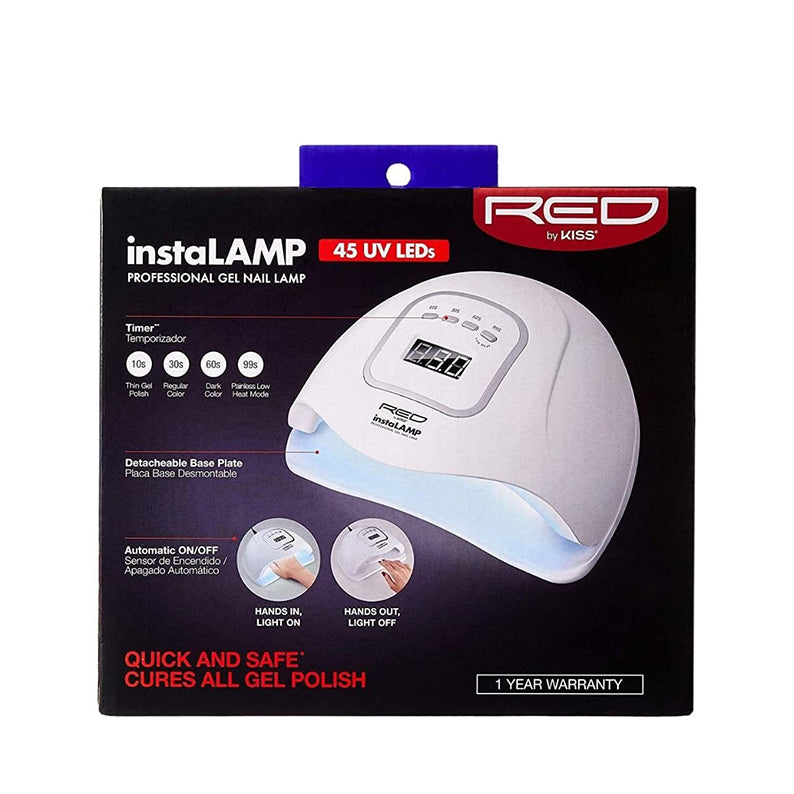 RED BEAUTY by KISS instaLAMP 45 UV LED professional white UV gel nail lamp for home use with digital timer