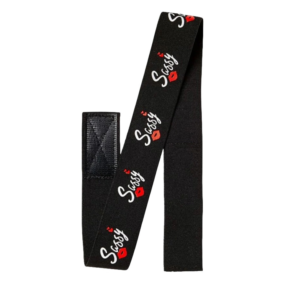 RED BEAUTY by KISS black elastic wide edge band for wigs with Sassy logo and Velcro closure for secure fit