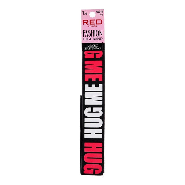 RED BEAUTY by KISS wide edge band for wigs black velcro fastening with HUG ME red print adjustable comfort strap
