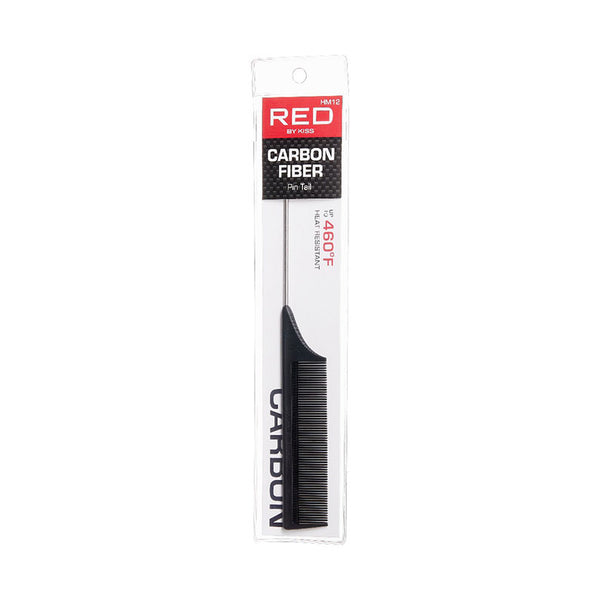 RED BEAUTY by KISS carbon pin tail comb with heat resistant carbon fiber and metal tail
