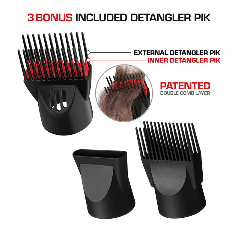 RED BEAUTY by KISS ceramic detangler hair dryer attachments with patented double comb detangler piks and nozzles