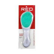 RED BEAUTY by KISS easy grip detangle brush white handle with teal bristle pad on red white packaging