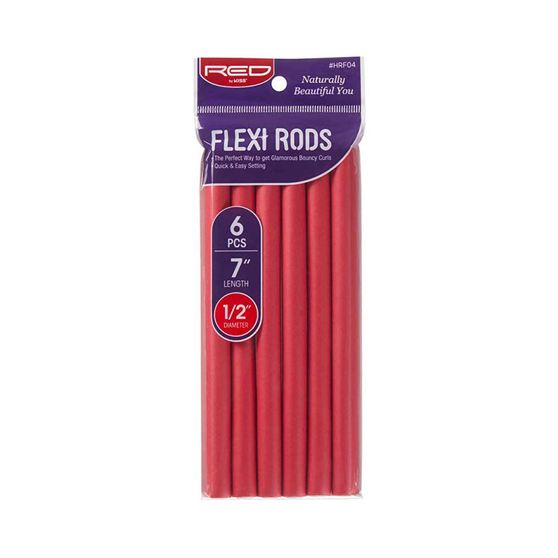Red Beauty by Kiss red flexi rods 1 2 inch 6 pieces 7 inch length hair styling tools