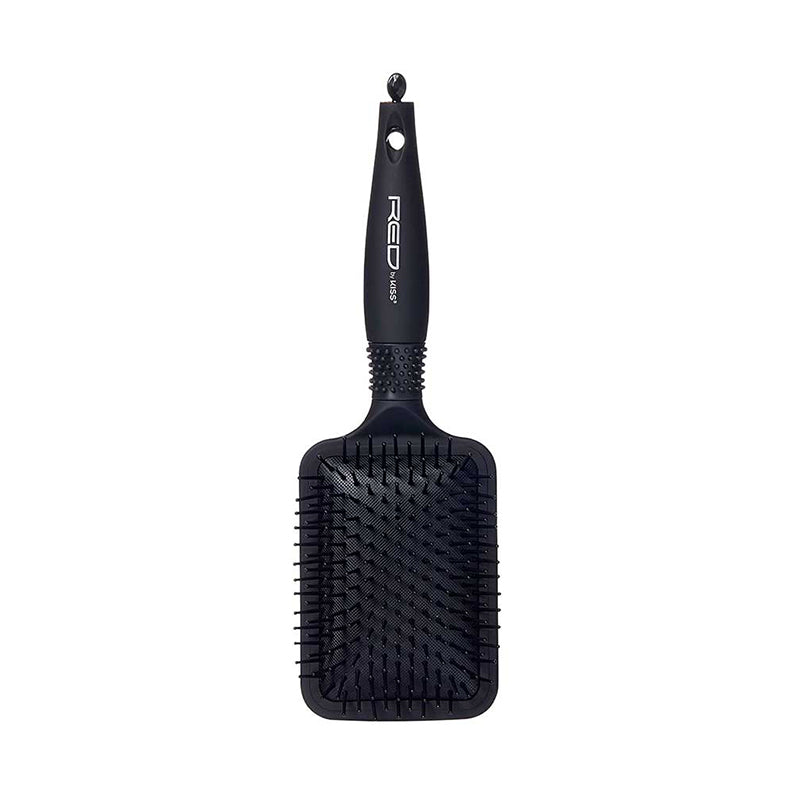 RED BEAUTY by KISS jumbo rubber paddle brush black rectangular paddle with ball tip pins for detangling