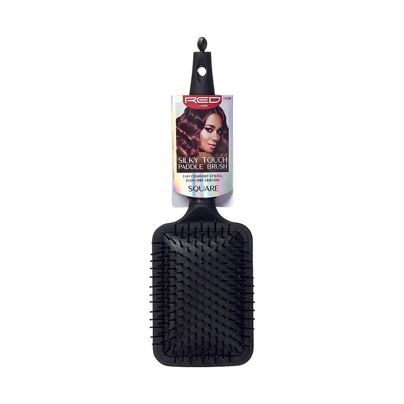 RED BEAUTY by KISS jumbo rubber paddle brush black square cushioned paddle for detangling and smoothing