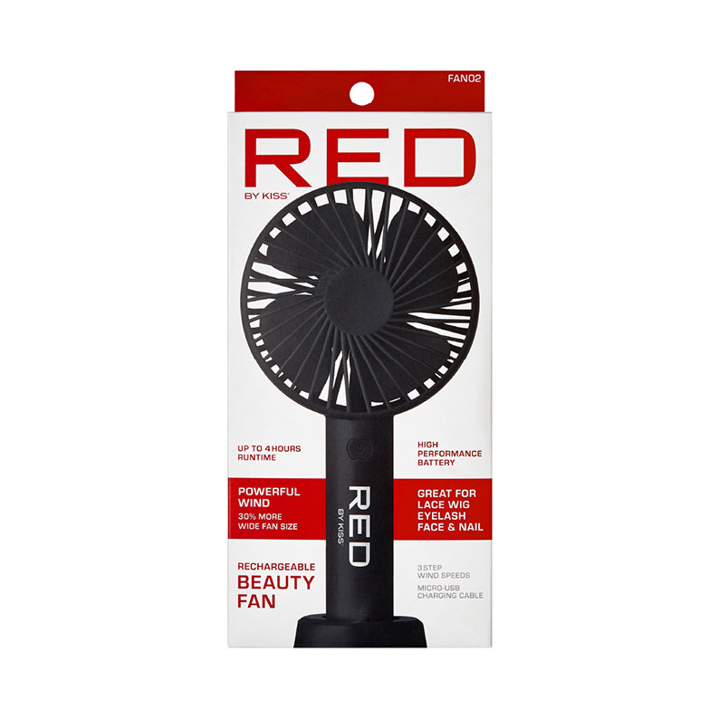 RED BEAUTY by KISS portable rechargeable beauty fan with powerful wind and high performance battery