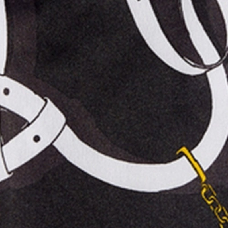 Red Beauty by Kiss silky satin hair scarf in black and white with gold chain detail