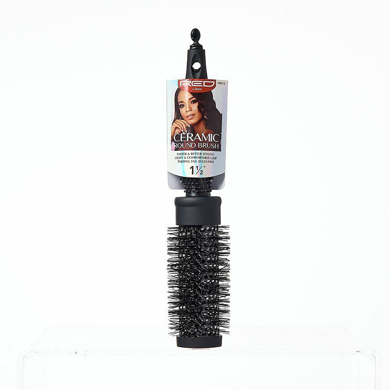 RED BEAUTY by KISS ceramic thermal round brush for blowouts one and a half inch vented barrel with nylon bristles