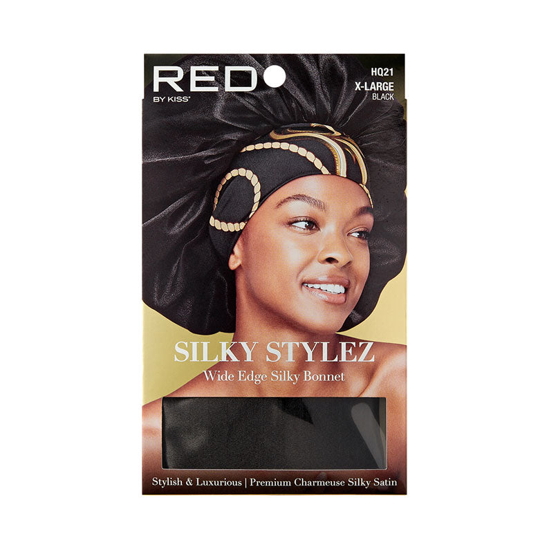 RED BEAUTY by KISS x large silky bonnet for braids in black premium charmeuse satin