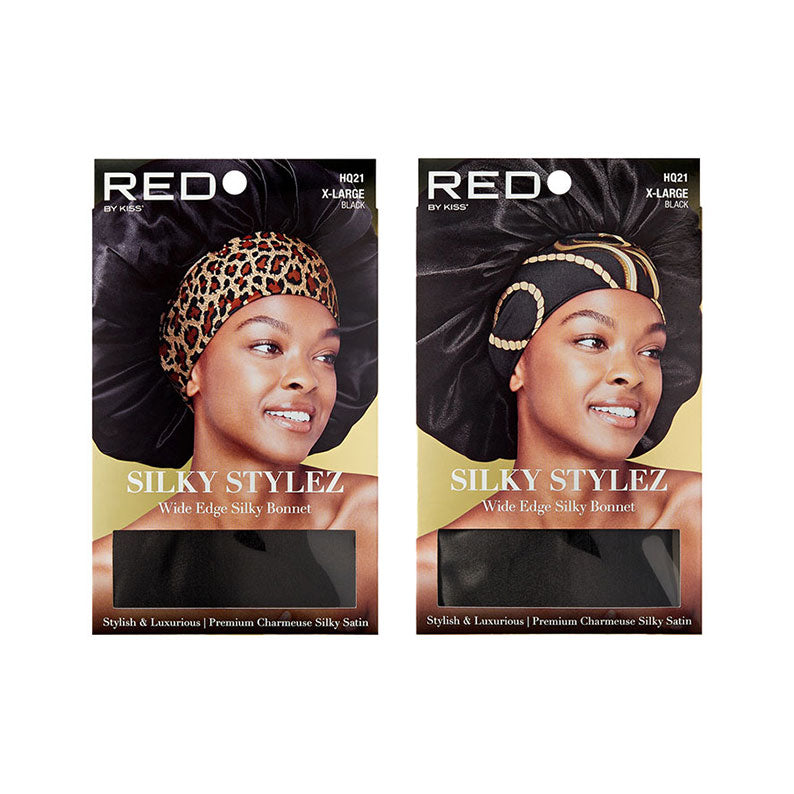 Red Beauty by Kiss x large silky bonnet for braids in stylish leopard and black patterns