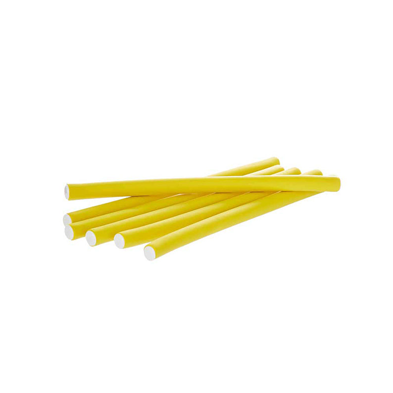 Set of six yellow flexi rods for hair styling by RED BEAUTY by KISS foam bendable hair rollers