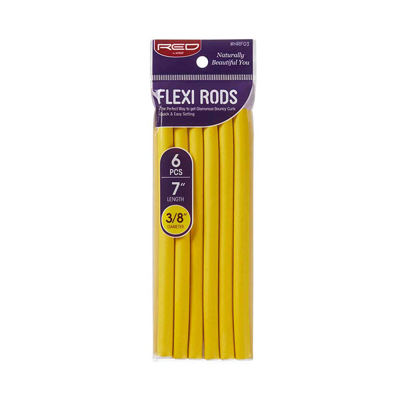 RED BEAUTY by KISS pack of 6 yellow flexi rods for hair styling 7 inch length 3 8 inch diameter