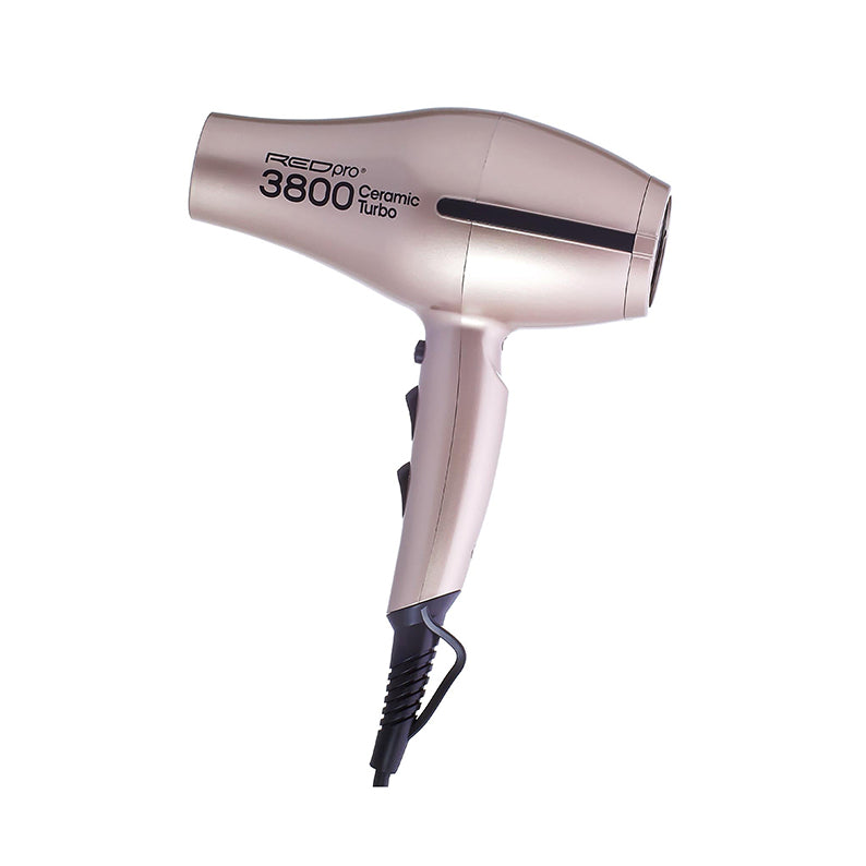 RED BEAUTY by KISS rose gold 3800 ceramic turbo hair dryer with ergonomic handle for fast drying