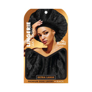 ANNIE extra large silky hair bonnet in black with premium dual layers for hair protection