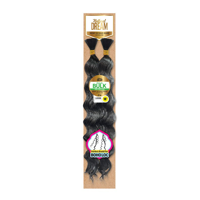 Royal Imex loose bulk hair in natural black wavy texture perfect for Boho Loc braids