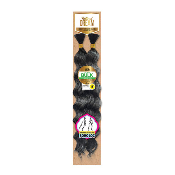 Royal Imex loose bulk hair in natural black wavy texture perfect for Boho Loc braids