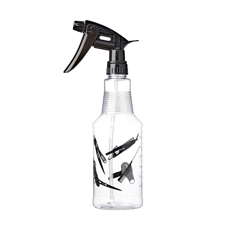 RED BEAUTY by KISS clear spray bottle for hair with black trigger nozzle and tool graphics