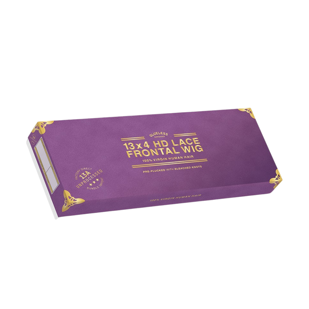 SENSATIONNEL 13x4 HD lace frontal wig purple packaging box showing brand and product details