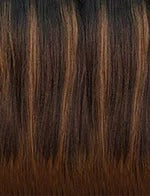 SENSATIONNEL butta lace pre-styled wig straight brown to caramel ombre close up showing layered hair texture