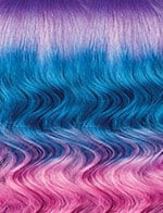 SENSATIONNEL shear muse lace front wig in purple blue pink ombre with soft wavy texture