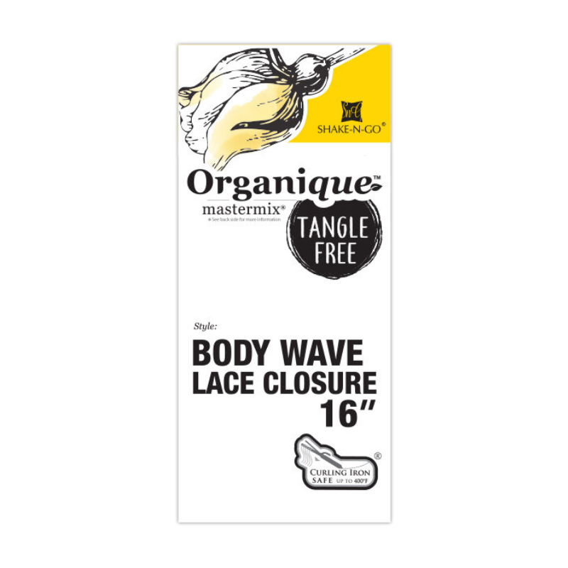 SHAKE N GO Organique 16 inch body wave closure lace closure packaging image tangle free