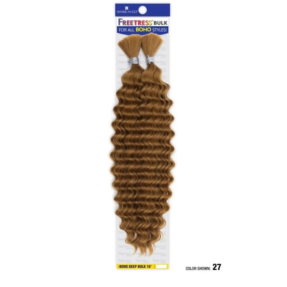 SHAKE N GO Freetress Boho Deep Bulk hair 18 inch wavy bulk extension in color 27 light brown