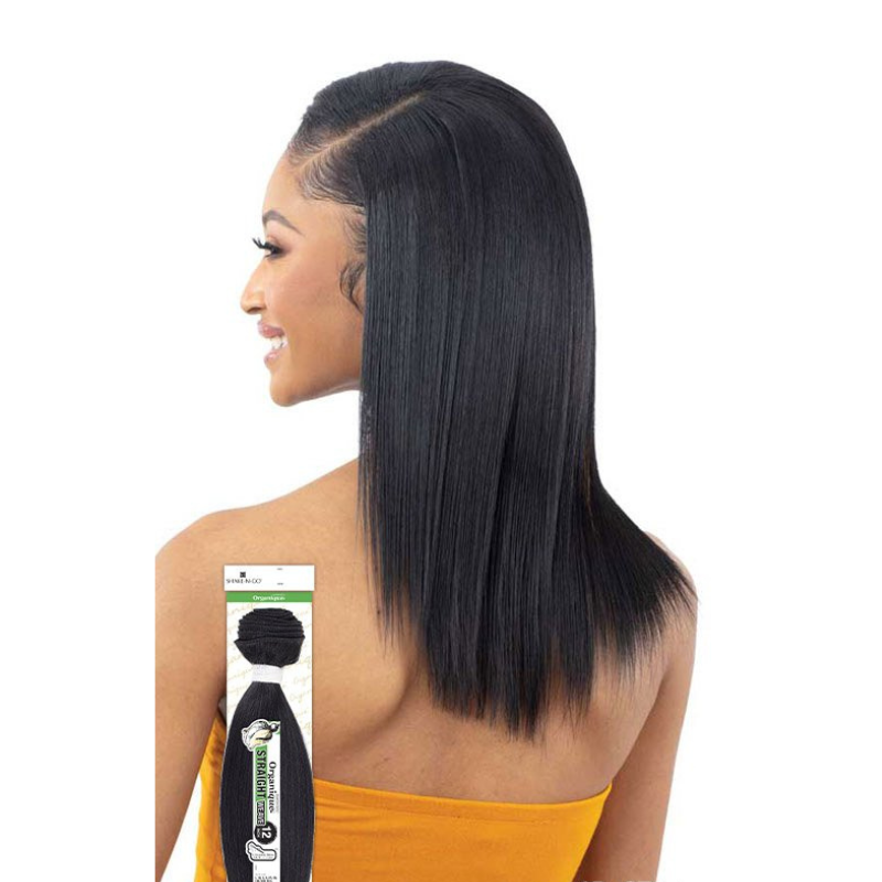 SHAKE N GO straight hair closure 12 inch sleek black shoulder length hair with side part and smooth finish