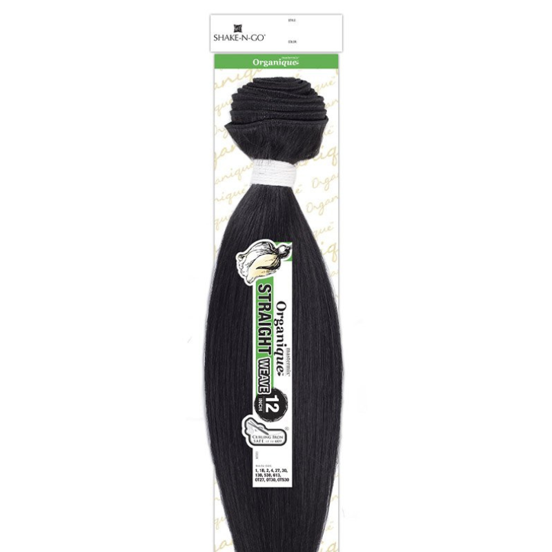 SHAKE N GO Organique straight hair closure 12 inch black synthetic straight weave bundle for sleek styles
