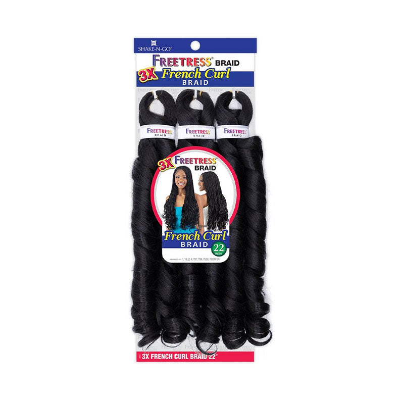 SHAKE N GO Freetress French curl braid 22 inch black synthetic hair extensions pack