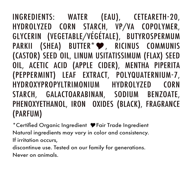 SheaMoisture Jamaican Black Castor Oil edge control gel ingredient label listing water shea butter castor seed oil peppermint