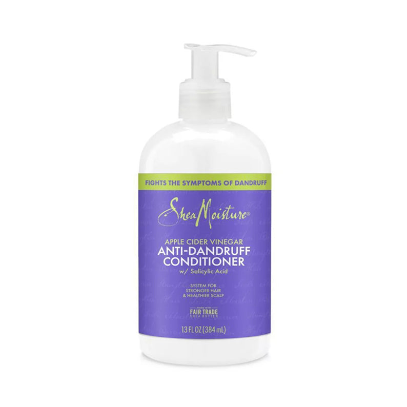 Shea Moisture apple cider vinegar anti-dandruff conditioner white pump bottle with purple label 13 fl oz