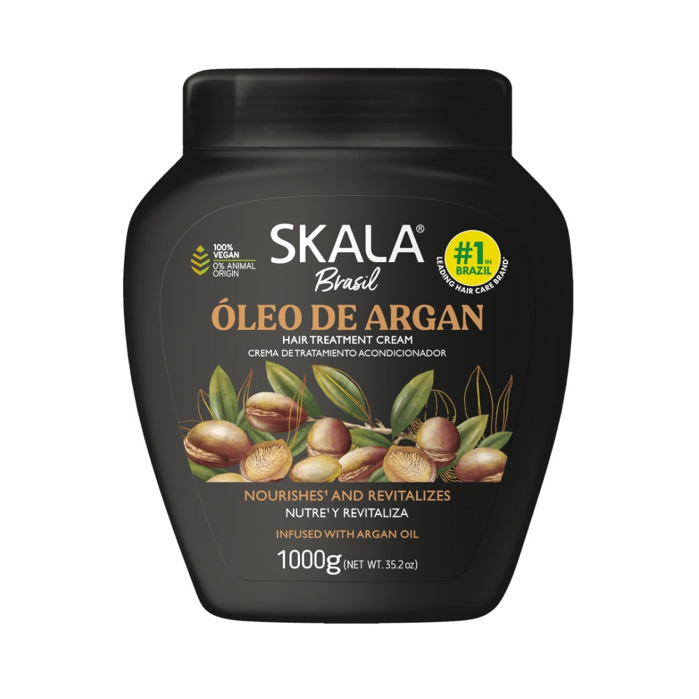 Skala Brasil 1000g black jar of argan oil hair treatment cream with argan nuts on label