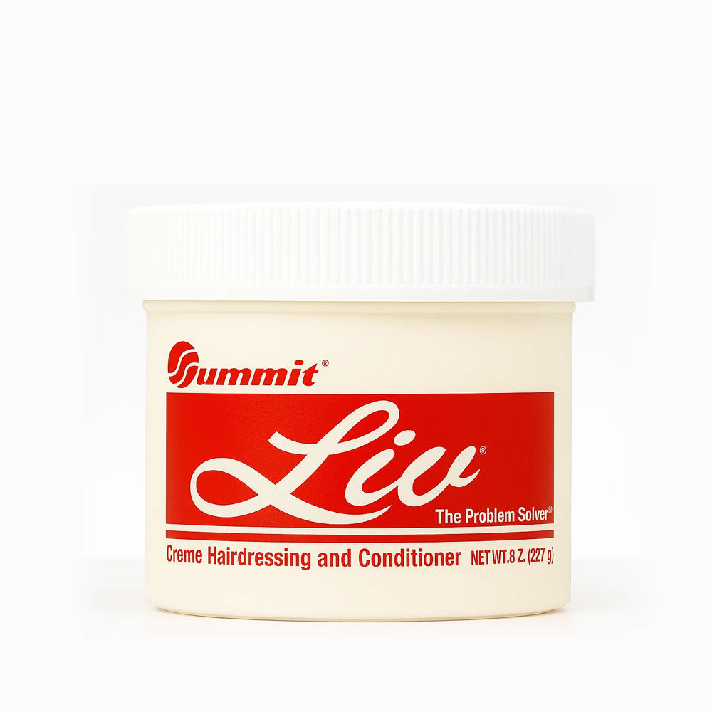 SUMMIT Liv jar hairdressing cream and conditioner white tub with red label 8 oz styling and smoothing