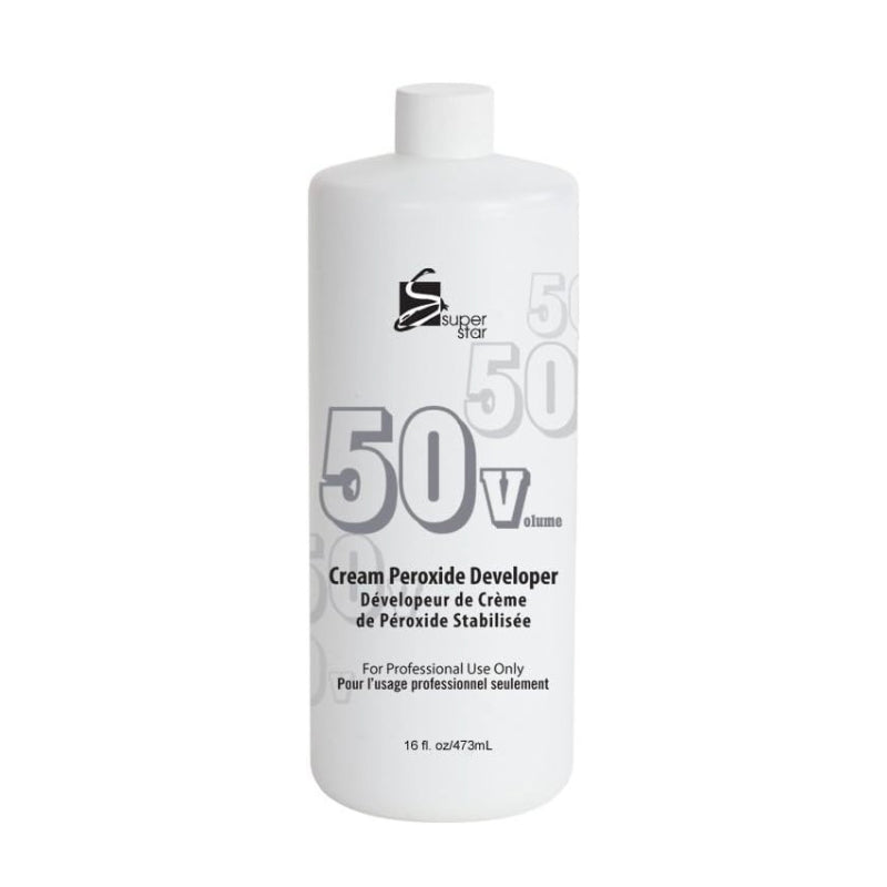 SUPER STAR 50 volume cream peroxide developer white 16 fl oz bottle professional hair care